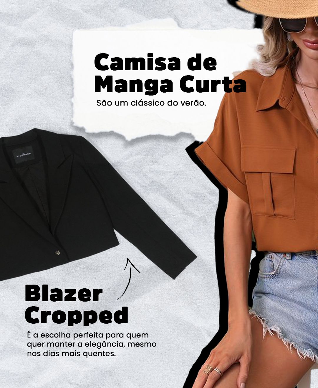 Camisa de manga curta e blazer croped 